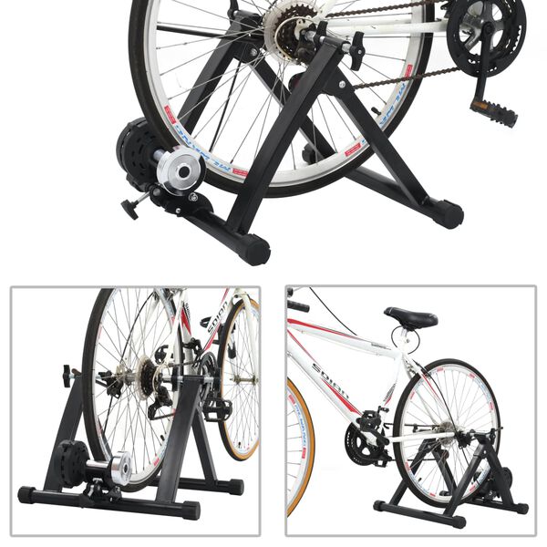vidaXL Support &agrave; rouleau pour v&eacute;lo d'appartement 26po-28po Acier Noir