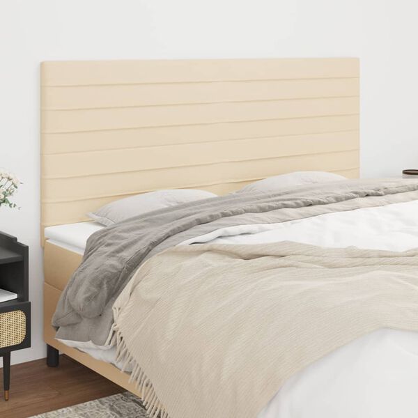 vidaXL T&ecirc;te de lit Cr&egrave;me 180x5x118/128 cm Tissu