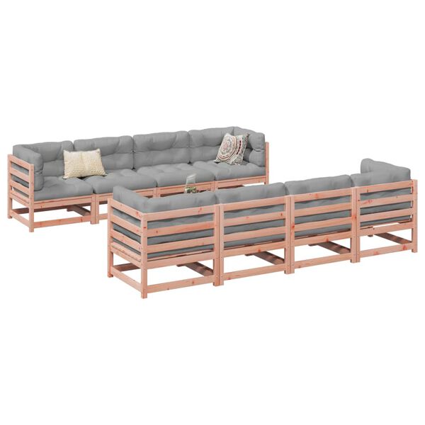 vidaXL Salon de jardin 9 pcs avec coussins sapin de douglas solide