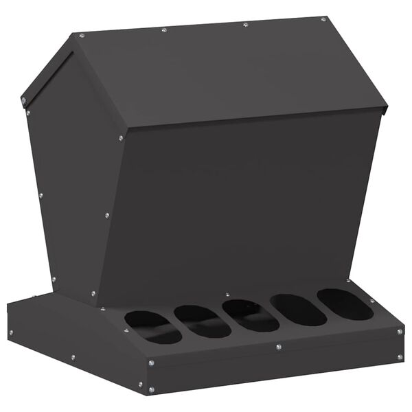 vidaXL Mangeoire pour poules Noir 40 x 40 x 45 cm Acier Lamin&eacute; &agrave; Froid