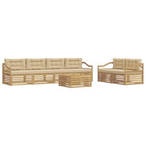 vidaXL Ensemble de canap&eacute;s d'ext&eacute;rieur 7 pc Blanc et Beige Polyester