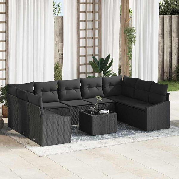 vidaXL Ensemble de canap&eacute; de jardin avec stockage Noir polyrotin