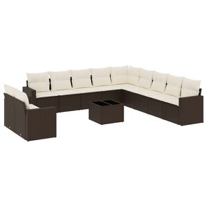 vidaXL Salon de jardin avec coussins 12 pcs marron r&eacute;sine tress&eacute;e