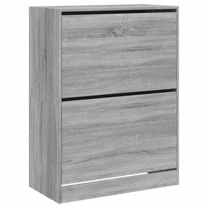 vidaXL Armoire &agrave; chaussures 2 tiroirs rabattables sonoma gris