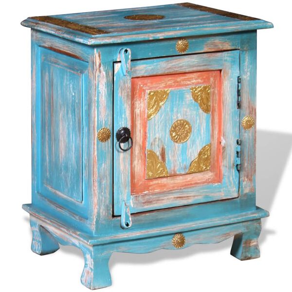 vidaXL Table de chevet Bois de manguier massif Bleu