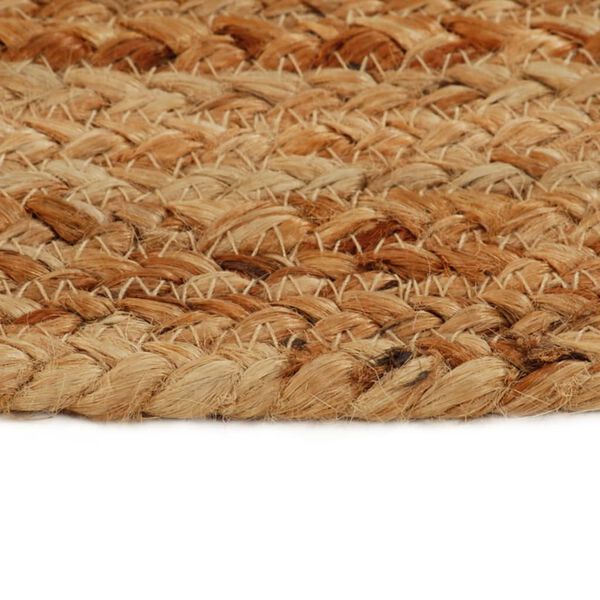 vidaXL Tapis tress&eacute; avec glands 120 cm Jute Rond