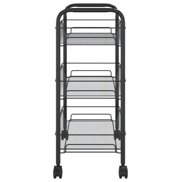 vidaXL Chariot de cuisine &agrave; 3 niveaux Noir 46x26x64 cm Fer