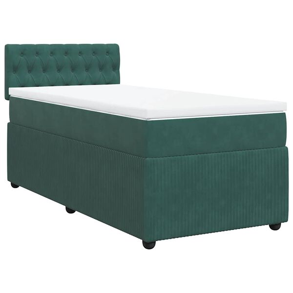 vidaXL Sommier &agrave; lattes de lit avec matelas Vert fonc&eacute; 90x190 cm