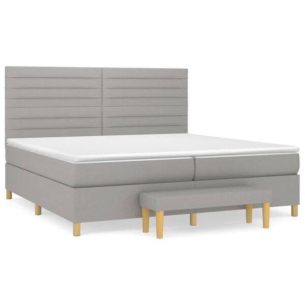 vidaXL Sommier &agrave; lattes de lit avec matelas Gris clair 200x200cm Tissu