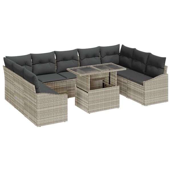vidaXL Ensemble de canap&eacute; de jardin 10 pcs Gris clair et gris fonc&eacute;