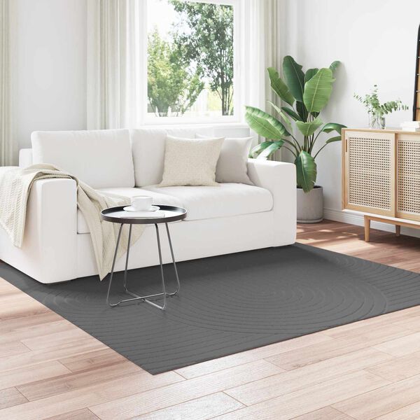 vidaXL Tapis de surface Carr&eacute; HUARTE Anthracite 120 x 120 cm Polyester