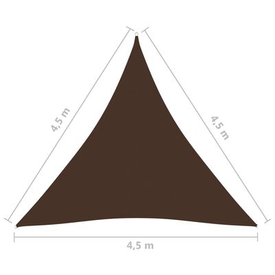 vidaXL Voile de parasol tissu oxford triangulaire 4,5x4,5x4,5 m marron