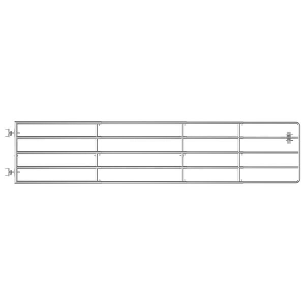 vidaXL Portillon &agrave; 5 barres Acier (150-400)x90 cm Argent&eacute;