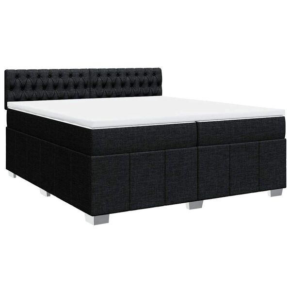 vidaXL Sommier &agrave; lattes de lit avec matelas Noir 200x200 cm Tissu