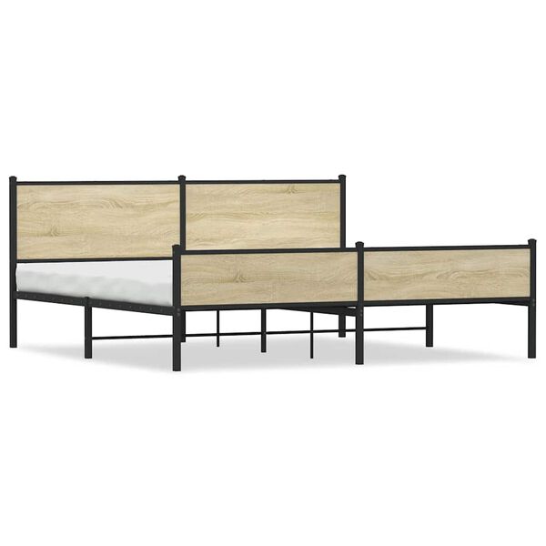 vidaXL Cadre de lit en m&eacute;tal sans matelas ch&ecirc;ne sonoma 193x203 cm