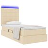 vidaXL Lit avec rangement et LED avec LED Cr&egrave;me 100 x 200 cm Polyester