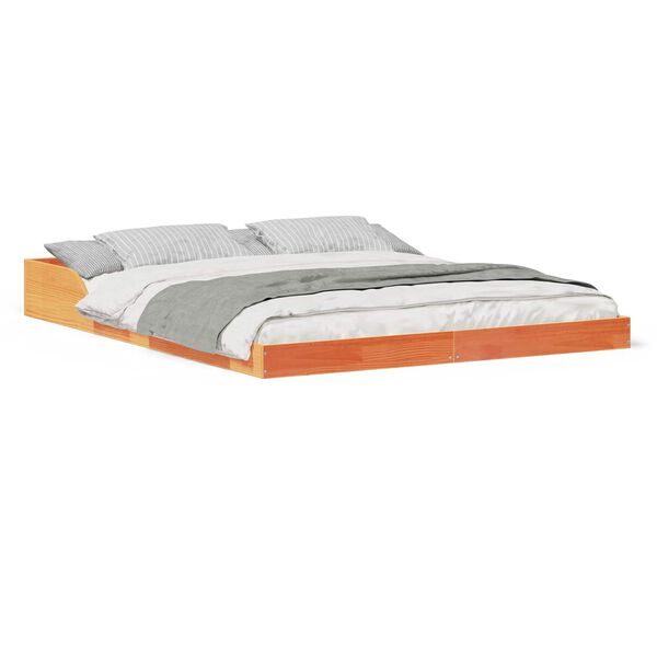 vidaXL Cadre de lit Brun cire 140 x 220 cm Pin massif