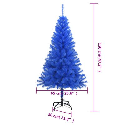 vidaXL Sapin de Noël artificiel avec support bleu 120 cm PVC