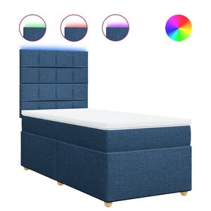 vidaXL Sommier &agrave; lattes de lit avec matelas Bleu 80x200 cm Tissu