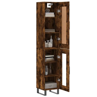 vidaXL Buffet haut Chêne fumé 34,5x34x180 cm Bois d'ingénierie