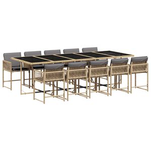 vidaXL Ensemble &agrave; manger de jardin et coussins 11 pcs m&eacute;lange beige