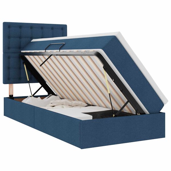 vidaXL Lit avec rangement et matelas Bleu 90 x 200 cm Polyester