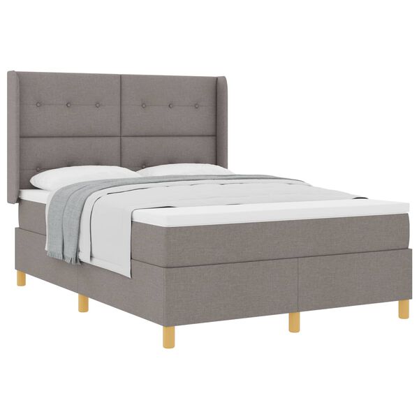 vidaXL Lit &agrave; ressorts avec matelas Taupe 160 x 200 cm tissu