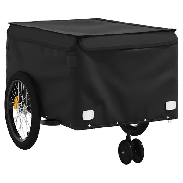 vidaXL Remorque de v&eacute;lo noir 45 kg fer