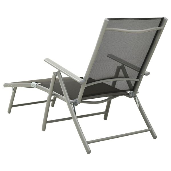 vidaXL Chaise longue pliable Textilène et aluminium noir et argenté