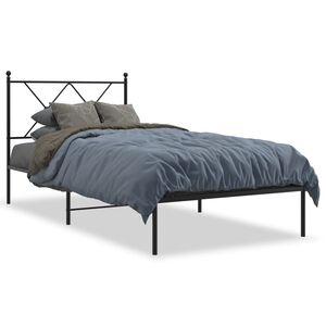 vidaXL Cadre de lit m&eacute;tal sans matelas avec t&ecirc;te de lit noir 90x190 cm