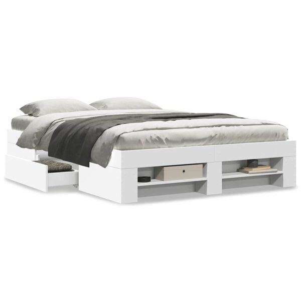 vidaXL Cadre de lit sans matelas blanc 120x190 cm bois d'ing&eacute;nierie