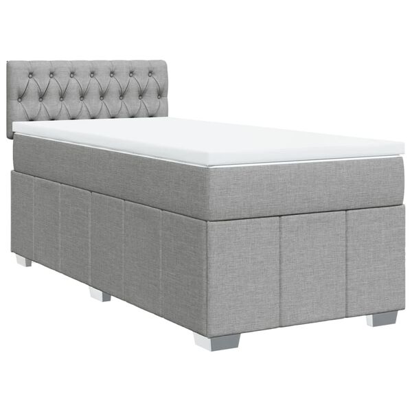 vidaXL Sommier &agrave; lattes de lit et matelas Gris clair 90x190 cm Tissu