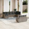 vidaXL Salon de jardin 9 pcs avec coussins gris résine tressée