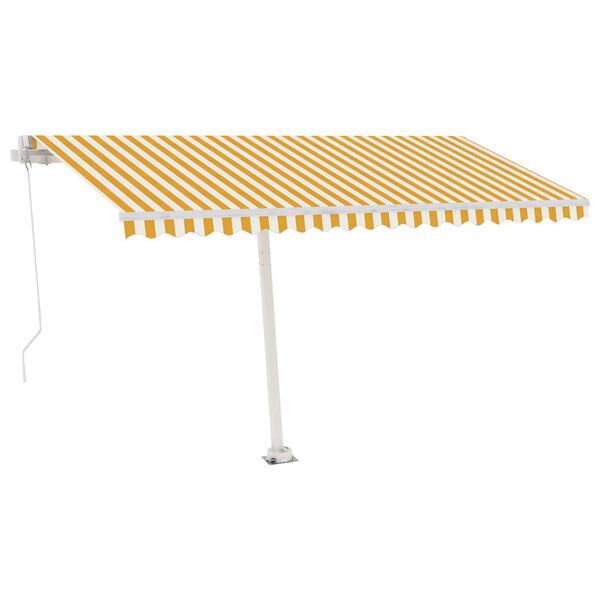 vidaXL Auvent manuel r&eacute;tractable sur pied 450x300 cm Jaune et blanc