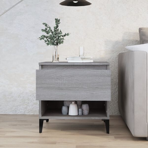 vidaXL Table d'appoint Sonoma gris 50x46x50 cm Bois d'ing&eacute;nierie