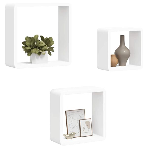 vidaXL &Eacute;tag&egrave;res murales sous forme de cube 3 pcs Blanc MDF