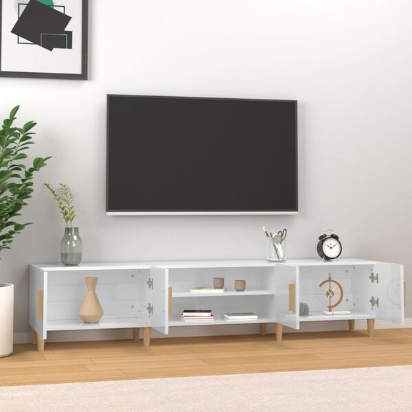 vidaXL Meuble TV blanc brillant 180x31,5x40 cm bois d'ing&eacute;nierie