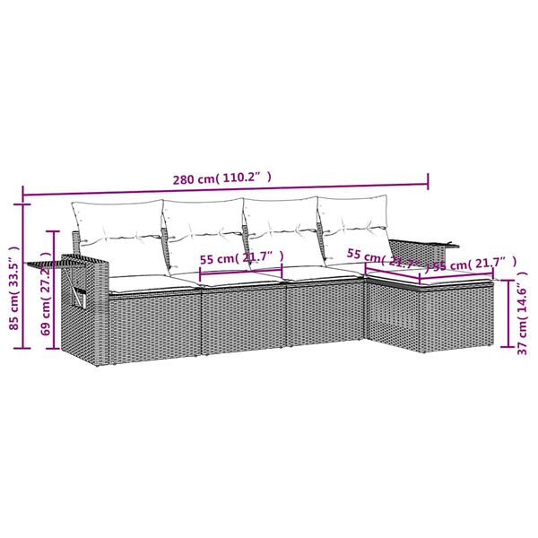 vidaXL Salon de jardin 5 pcs avec coussins gris clair r&eacute;sine tress&eacute;e