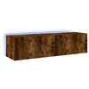 vidaXL Meubles TV muraux et lumi&egrave;res LED 2pcs ch&ecirc;ne fum&eacute; 60x35x31 cm