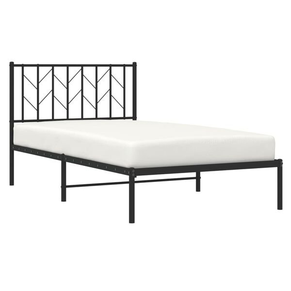 vidaXL Cadre de lit métal sans matelas avec tête de lit noir 100x190cm