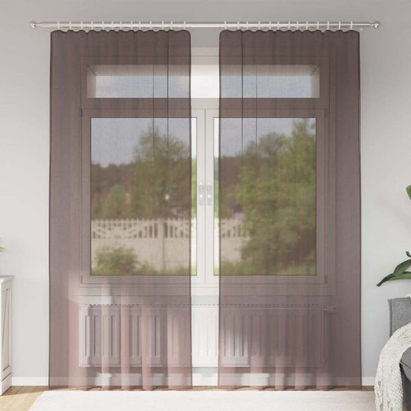 vidaXL Rideaux en voile avec passe-tringles 2 pcs marron