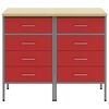 vidaXL Placard de travail 2 pcs Rouge et Gris 100 x 55 x 85 cm