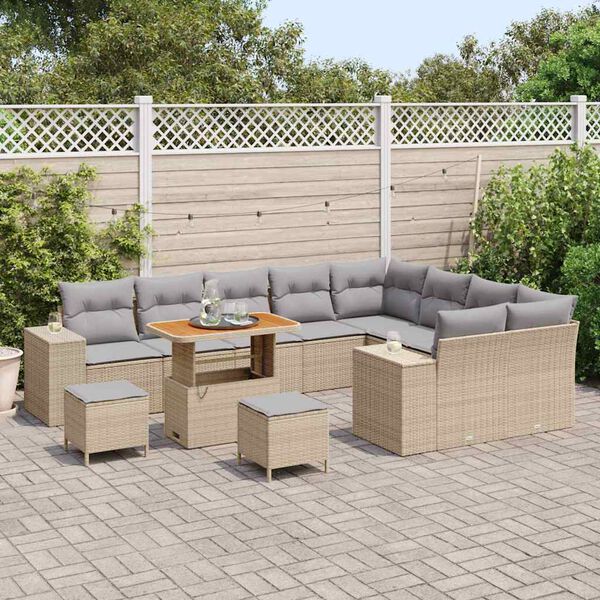 vidaXL Ensemble de canap&eacute; de jardin 12 pcs Beige et Gris clair
