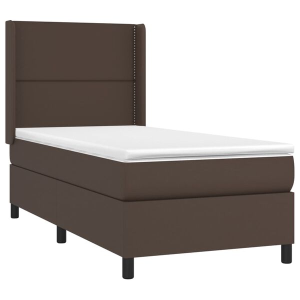 vidaXL Sommier &agrave; lattes de lit matelas LED Marron 80x200 cm Similicuir