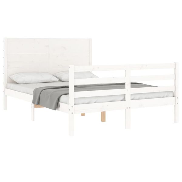 vidaXL Cadre de lit sans matelas blanc bois massif