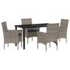 vidaXL Ensemble table et chaises avec coussin 5 pcs Gris Rotin PE