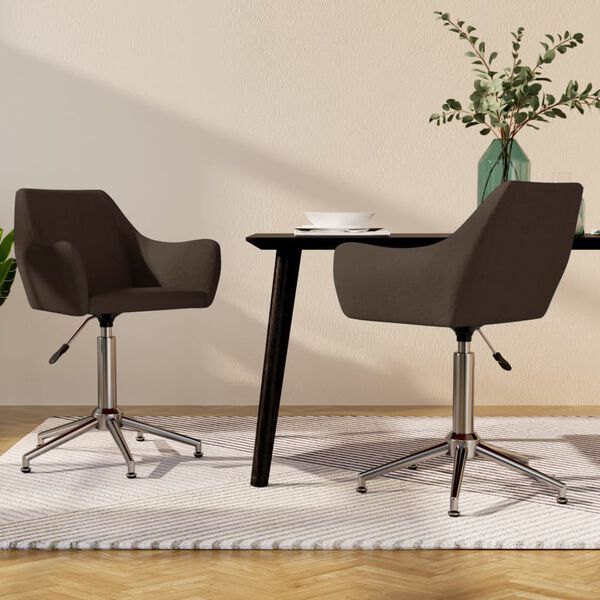vidaXL Chaises pivotantes &agrave; manger lot de 2 marron tissu