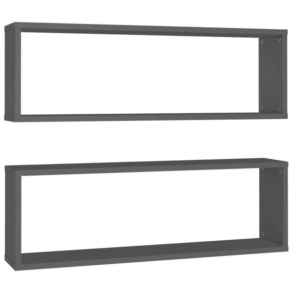 vidaXL &Eacute;tag&egrave;res cube murales 2 pcs Gris 80x15x26,5cm bois d'ing&eacute;nierie