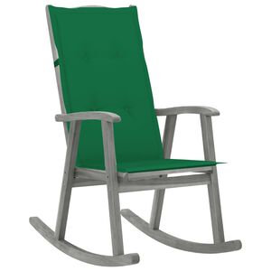 vidaXL Chaise &agrave; bascule avec coussins Gris Bois d'acacia massif