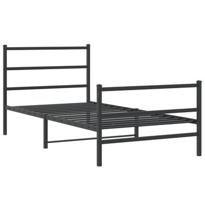 vidaXL Cadre de lit métal sans matelas avec pied de lit noir 100x190cm